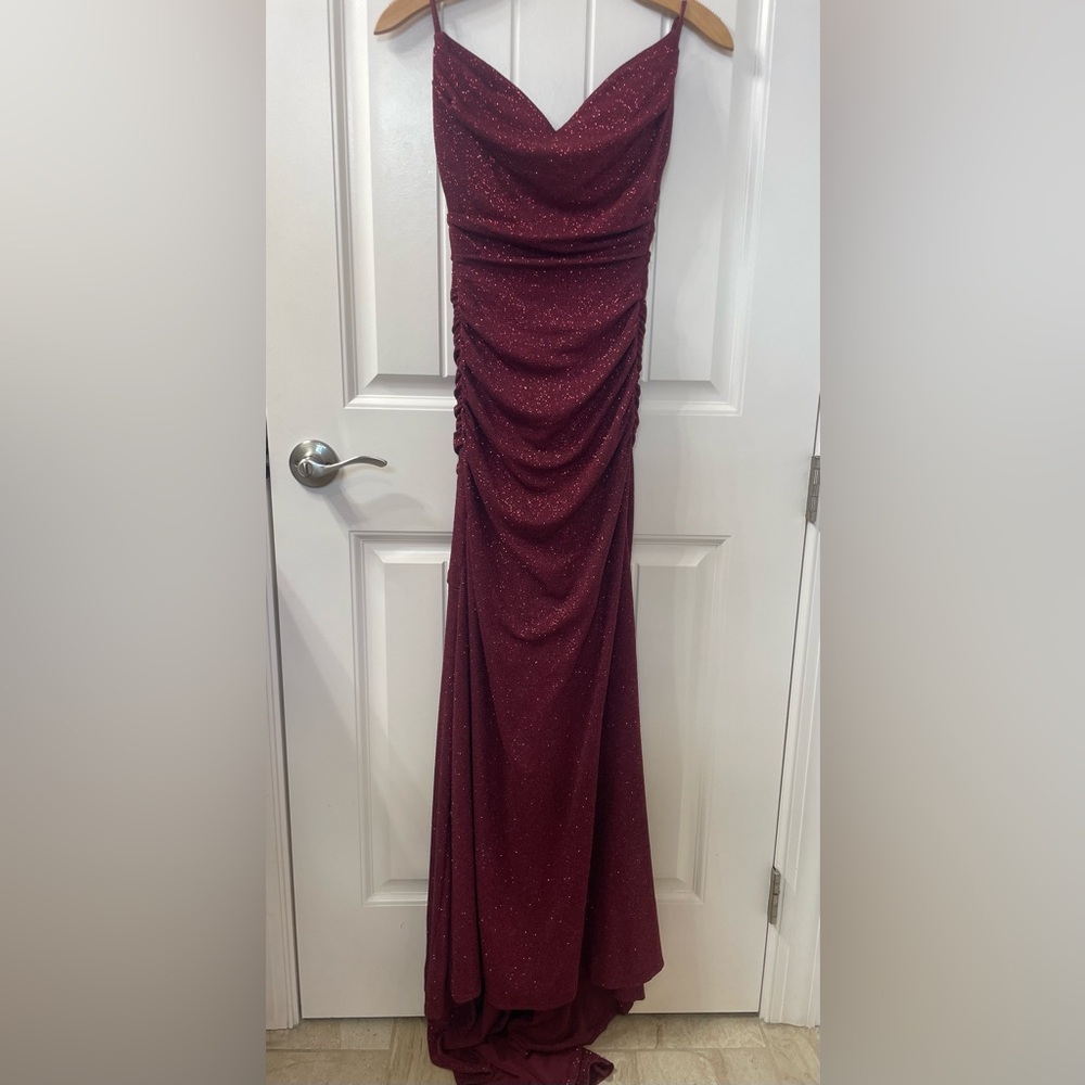 Glitter Maroon Prom Dress